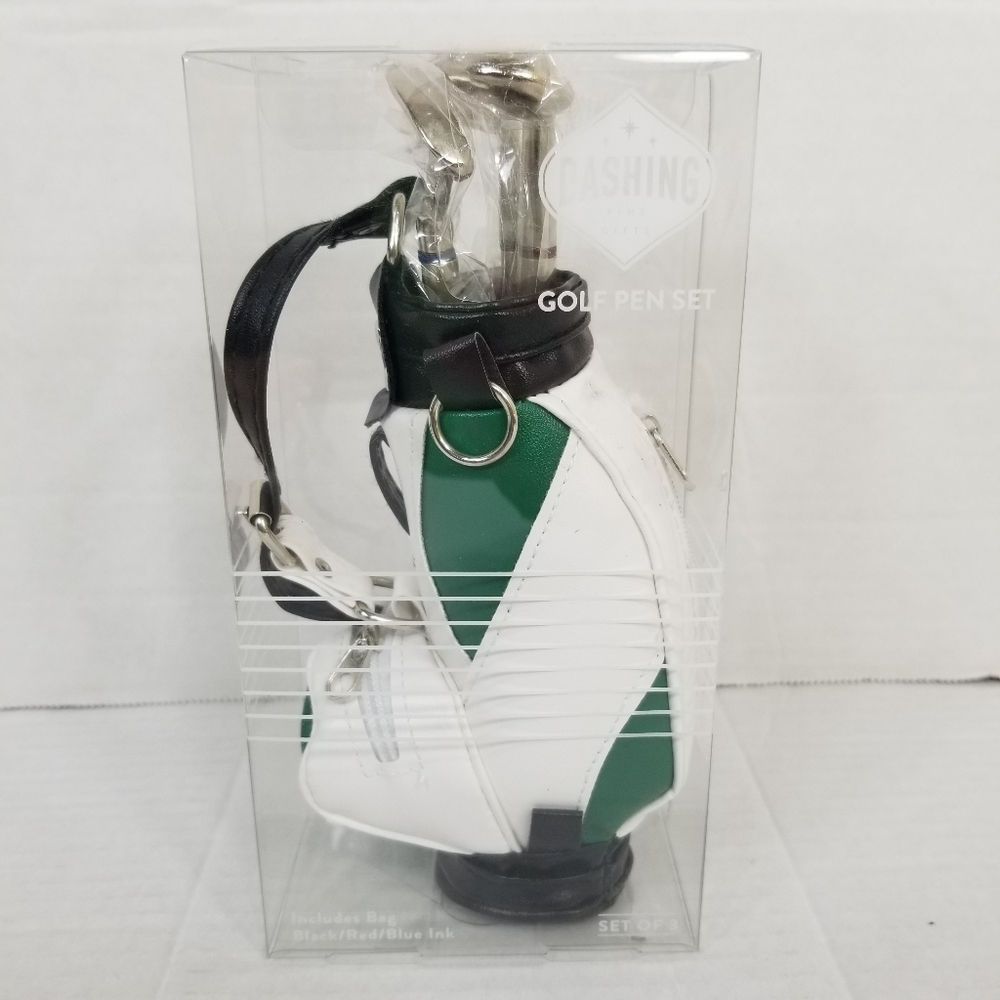 New Dashing Golf Pen Set Green White Golf Bag 3 Pens Birthday Christmas Gift Dad